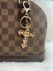 Cross Keyring Bag Charm Keychain Car Key Fob Crystal Rhinestone Pink Gold