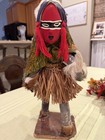 West African Tribal Kachinca Doll Vintage Warrior Wooden Red Painted Mask 