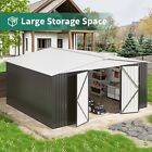 12x14 Ft Metal Outdoor Storage Shed  Lockable   Upgraded Frame For Garden   Tool