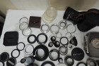 Huge Vintage Camera Lot 8    Lenses  Rings And Camera Cover For Parts
