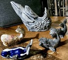 Whale Collector Sculptures  Mt Helena ash  Ocean-jasper  2 resin  Clay signed 