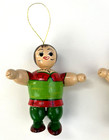 Lot Of 2   Vintage Wooden Santa s Helpers   Christmas Ornaments   Taiwan   Rare