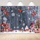 7x5ft Christmas Photography Backdrop Snowflake Wood Floor Decor Studio Prop