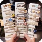 Crystal Hairpin Set Acrylic Pearl Hair Clip Beaded Barrettes Women Snap Hairpins