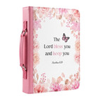 Large Bible Cover Case For Women Pink Floral Faux Leather With Journaling Kit