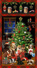 Fireside Pups Dog Christmas Winter Cotton Fabric 24  Panel    24 x42     7190p
