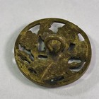 Vintage Egyptian In Large Flowers Picture Button Story Metal Brass 3 4 