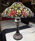 Tiffany Style Table Lamp  Beautiful Shade   Bronze Color Metal Lamp Base 24    T