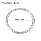 20pcs 15mm Metal O Rings Non-welded For Straps Bags Belts Diy Silver Tone