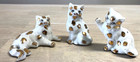 Antique Kutani Porcelain Trio Of Playful Kittens 24k Trim Detail Japan 1950s