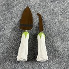 Wedding Cake Server   Knife Set Rose Bud Handles White Floral Keepsake Cottage