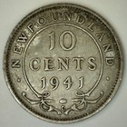 1941 C Newfoundland Silver 10 Cents Extra Fine Canada Ten Cent Coin