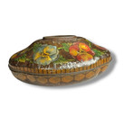 Vintage Candy Tin Rowntree York England Pansies Shabby Chippy Oval