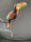 Vintage Mid Century Ceramic Hanging Toucan On Wire Circle