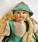 Antique Posable Doll Bisque Blonde Braids 9    Cloth Celluloid 1930s Hand Painted