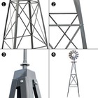 8ft Ornamental Outdoor Garden Windmill Weather Wind Vane-galvanized W  Tips Gray