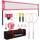 20ft Outdoor Volleyball   Badminton Combo Net Set For Backyard Beach With Pink