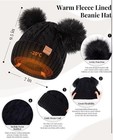 Womens Winter Hat Scarf Gloves Set Fleece Lined Pom Beanie Touchscreen Knit New