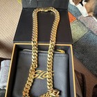 Gld Cuban Link Gold Chain Necklace For Men Gold Box Closure Signed