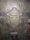 Antique Victorian Dome-top Steamer Trunk Wood Metal Embossed Ornate Lock