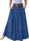 Women s Summer High Waist Front Button Flared Swing Maxi Long Skirt
