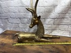 Large Brass Vintage Reclining Deer Figurine Sculpture 12 Pounds Buck Display
