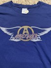 Aerosmith Winged Logo Blue Graphic T-shirt Xl Rock   Pop Music Band Tee