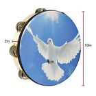 Tambourine Hand Bell Double Row Jingles Music Persuccion Church  10 Inch  Dove 