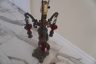 Vintage Mid Cent Look Table Lamp Light Base Red Lucite Electric Retro Art Deco
