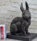 Vintage Austrian Vienna Bronze Sitting Bunny Rabbit Statue Figurine Garden Decor