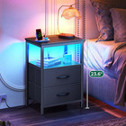 Night Stand With Charger Station And Led Lights  2 Drawer Nightstand  Bed Sid   