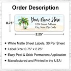 60 Return Address Labels Personalized Printed 3 4  X 2 1 4  Beach Scene
