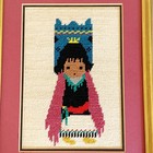 Degrazia Needlepoint Baby Girl Shawl Woven Rug Matted Framed Finished Vintage