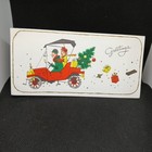 Vintage Couple In Antique Old Car Gifts Tree Christmas Greeting Card Signed 