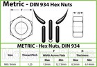 M8 - 1 25  Metric Hex Nuts  A2   18-8 Stainless Steel Din 934  Coarse Thread