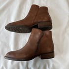 Born Women   s Leather Ankle Boots Brown Side Zip Low Heel Booties Size 9 5 M