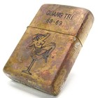 Vietnam War Quang Tri Pinup Girl 68-69 Brass Zippo Oil Lighter 1968 Fired Rare