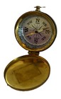 Nautical Brass Finish Compass W  Lid Silver Face Antique Pocket Style Pendant