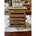 Vintage  Wooden Jewelry Chest  5 Drawers  Ornate Carved Floral Details