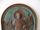 Antique Catholic Brass Or Bronze Wall Plaque Sankt Leonhard