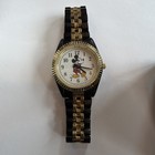 Vintage Disney Mickey Mouse Watch W box   Accutime Watch Mk1018   Gld black Band