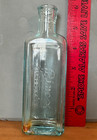 Antique Pinex Trade Mark Embossed Aqua Glass Medicine Bottle Cork Top C1920