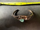 Vintage Sterling Silver Turquoise Cuff Bracelet Native Style Blue Turquoise