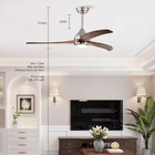 Bessten 52 In  Brushed Nickel Indoor Outdoor Ceiling Fan W led Light   Remote