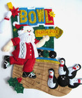 Bowling Santa Felt Christmas Stocking Finished Bucilla Kit Sequins Rare Complete