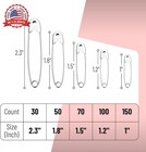 400 Pcs Assorted Safety Pins 5 Sizes Silver Heavy-duty Stainless Steel For Cloth