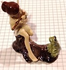 Small Wings Hagen Renaker Specialty Fairy Playing Flute W  Frog And White Outfit