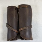 Vintage Brown Leather Gaiters Leggings Riding Hunting Military Style Pair