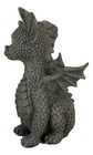 Whimsical Dainty Garden Dragon Sitting Figurine Faux Stone Fantasy Decor