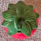 Ceramic Covered Strawberry Sugar Bowl Relish Canister Jar Read